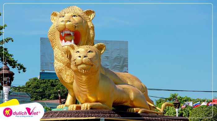 Tượng Hai sư tử - Biểu tượng của thành phố Biển Sihanouk Ville. 