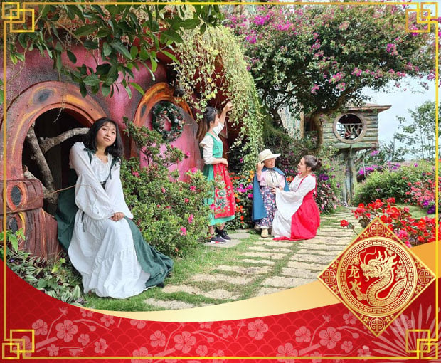 Du lịch Đà Lạt Tết Âm lịch - QUÊ Garden - Đồi Chè Cầu Đất - Fairytale Land từ Sài Gòn 2025