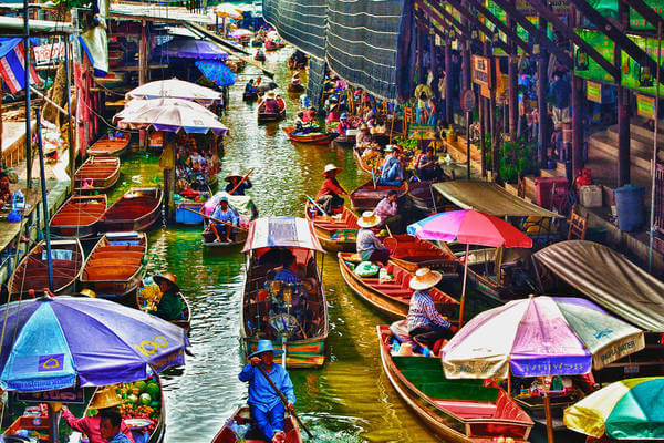 Du lịch Thái Lan khám phá chợ nổi Damnoen Saduak