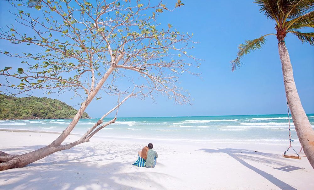 Bãi Sao Phú Quốc với hàng dừa xanh và cát trắng